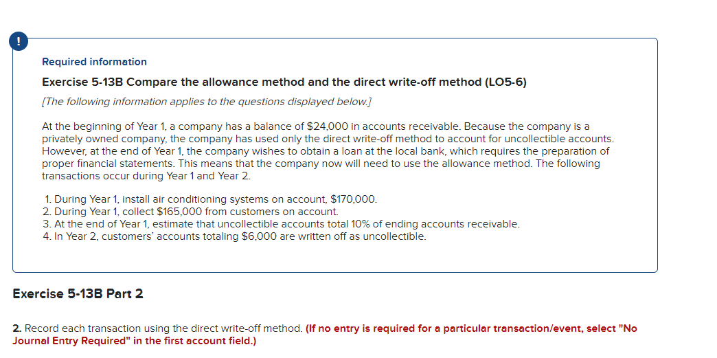 0 Required information Exercise 5-133 Compare the