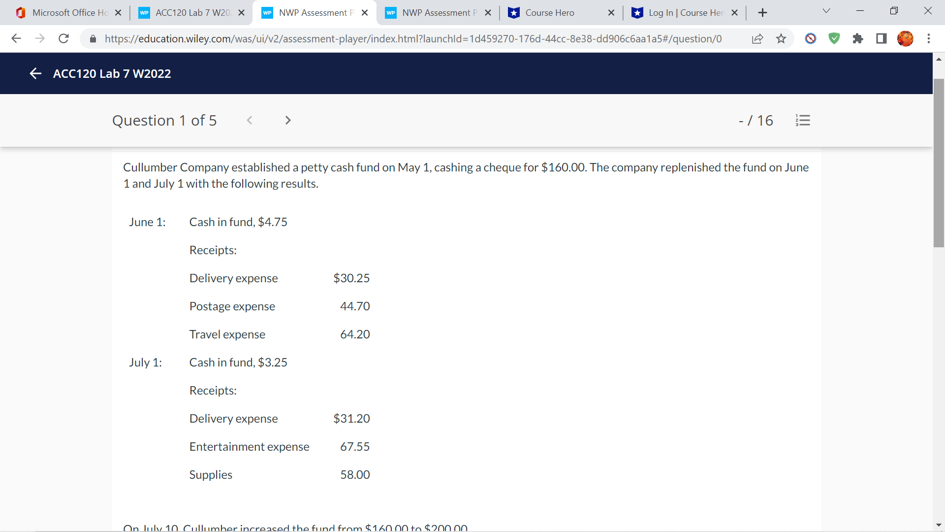 Microsoft Office Ho X WP ACC120 Lab 7 W20. X WP