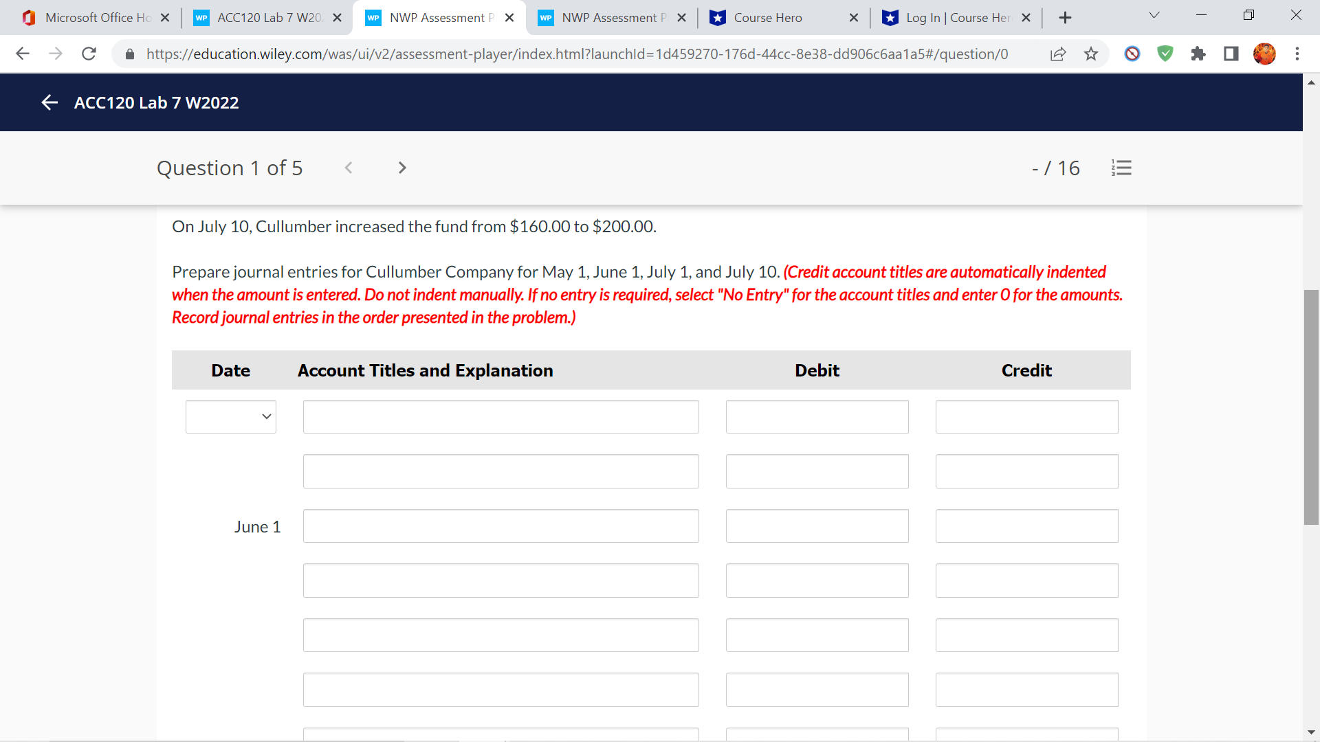 Microsoft Office Ho X WP ACC120 Lab 7 W20. X WP