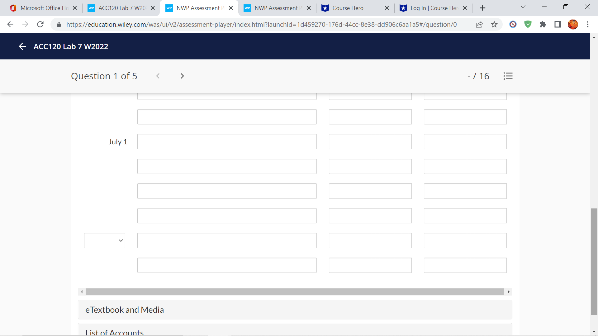 Microsoft Office Ho X WP ACC120 Lab 7 W20. X WP