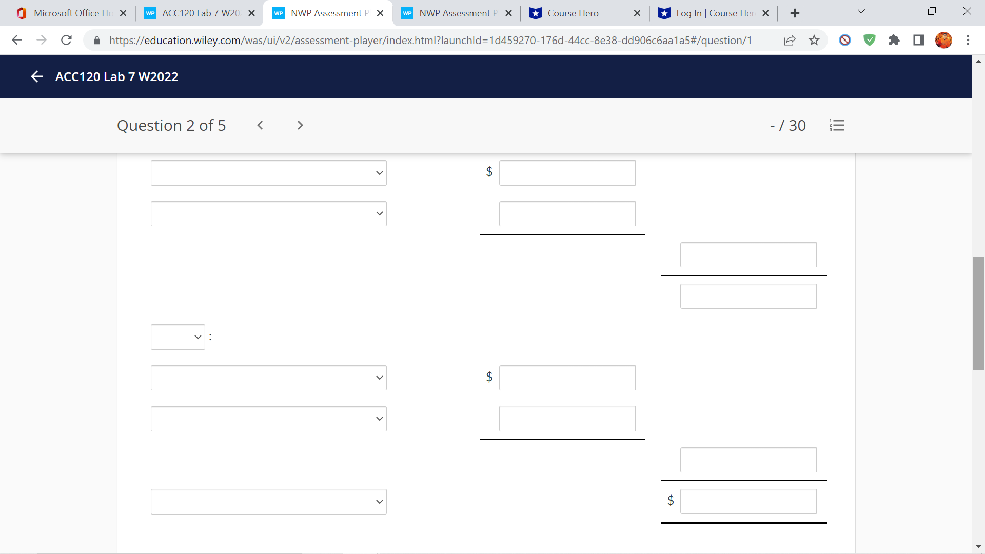 Microsoft Office Ho X WP ACC120 Lab 7 W20. X WP