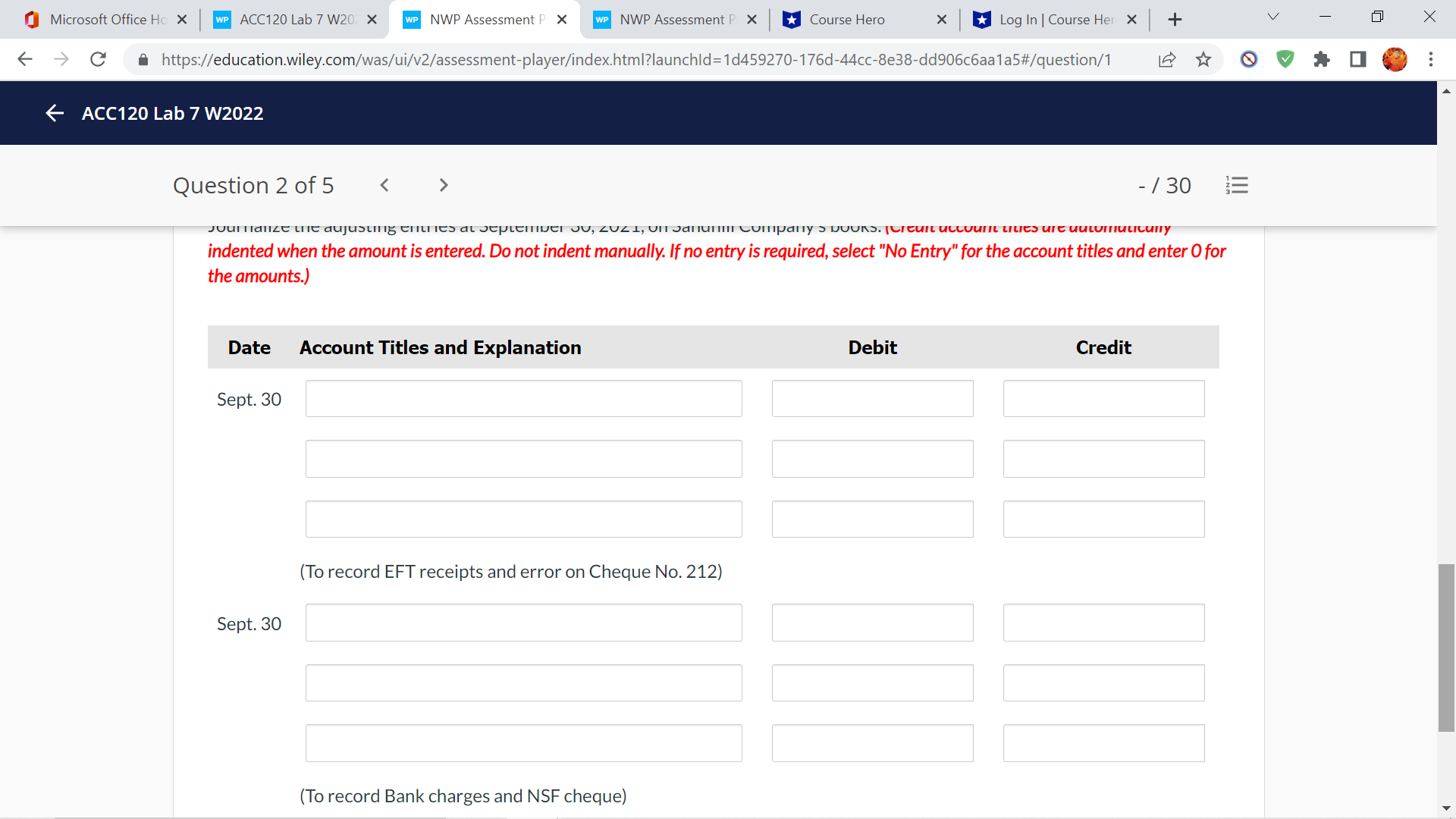 Microsoft Office Ho X WP ACC120 Lab 7 W20. X WP