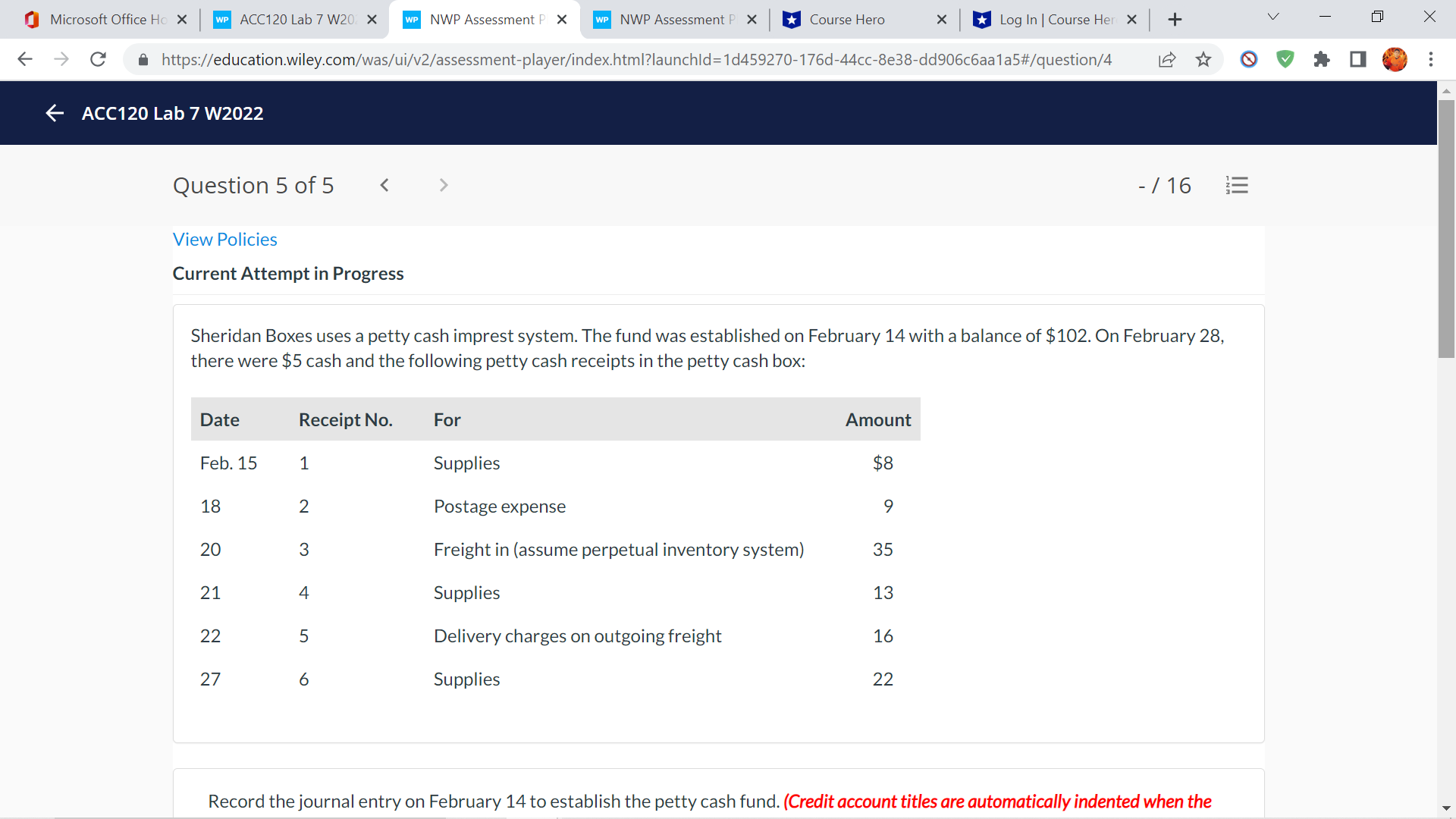 Microsoft Office Ho X WP ACC120 Lab 7 W20. X WP