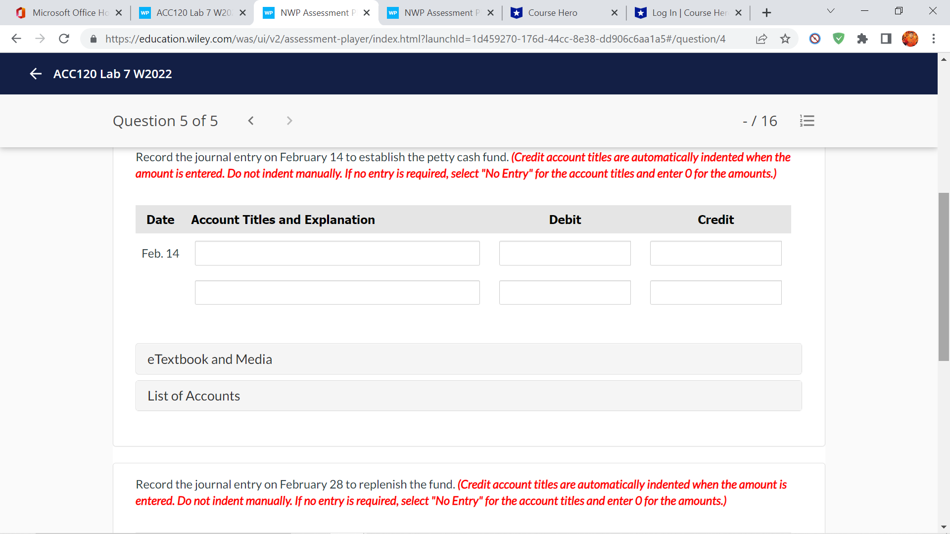 Microsoft Office Ho X WP ACC120 Lab 7 W20. X WP