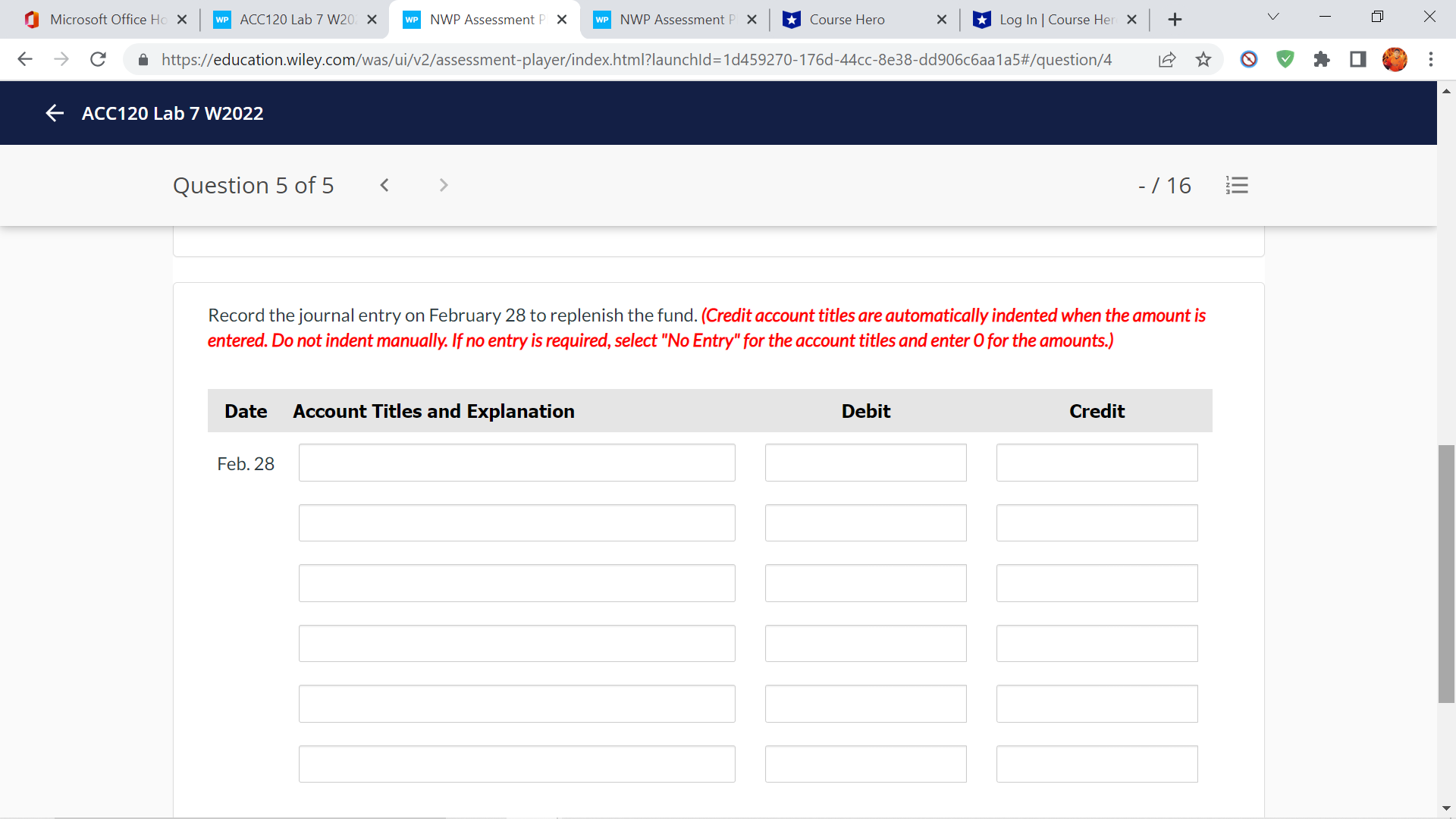 Microsoft Office Ho X WP ACC120 Lab 7 W20. X WP