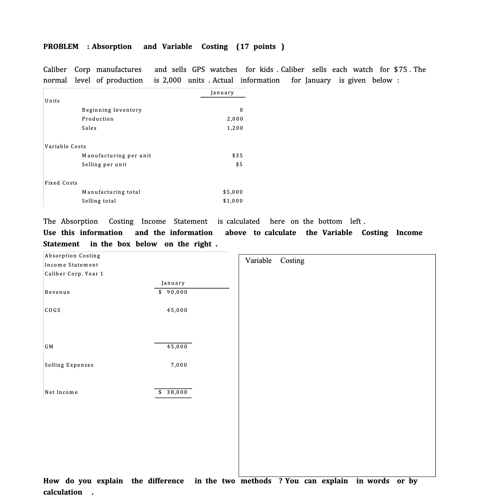 PROBLEM :Absorption and Variable Gosling [17