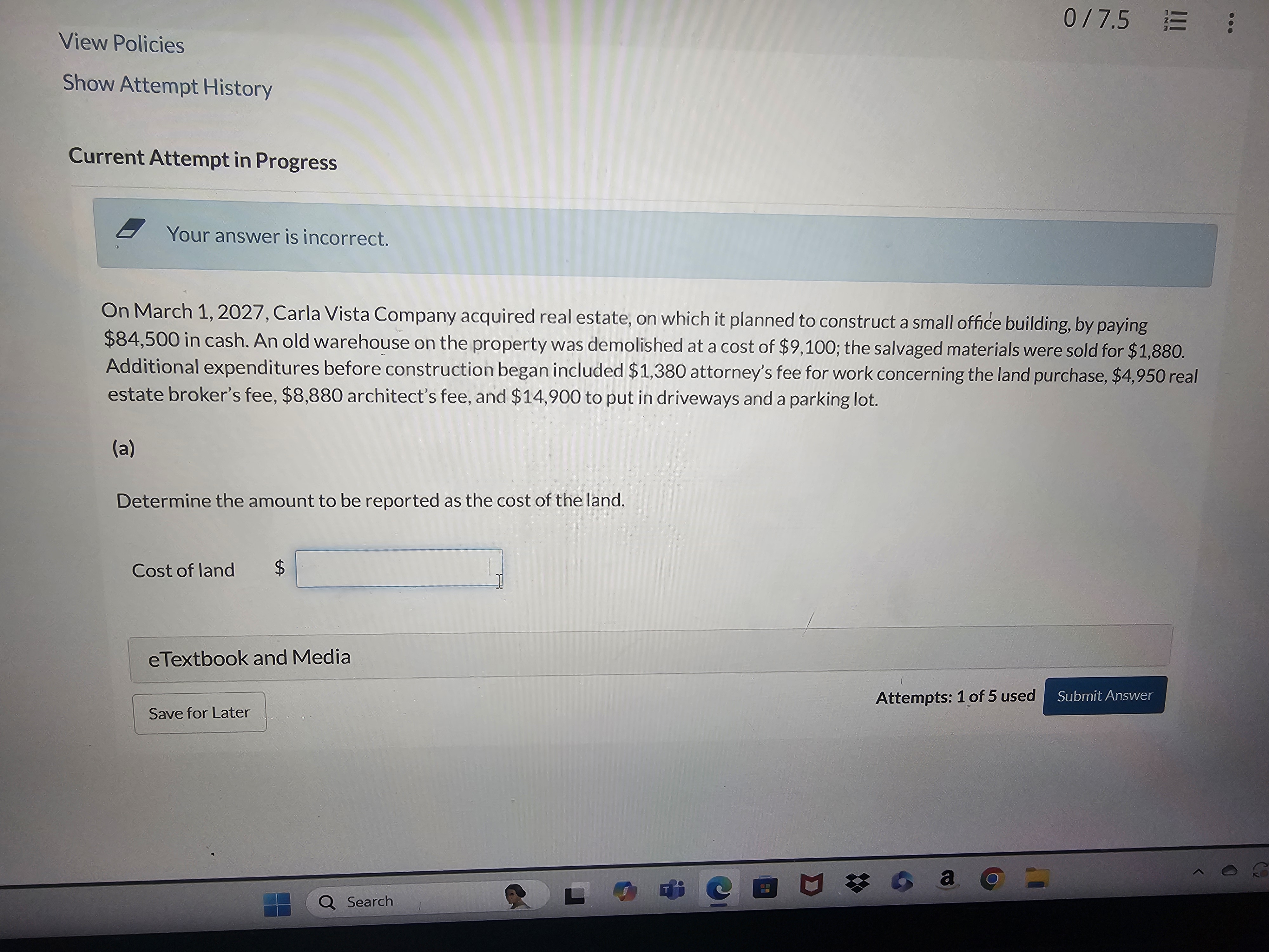 0/7.5 . .. View Policies Show Attempt History