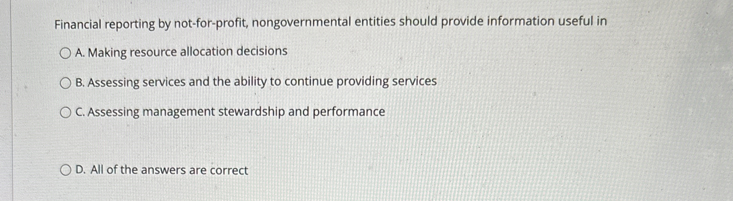 Financial reporting by not - for - profit,