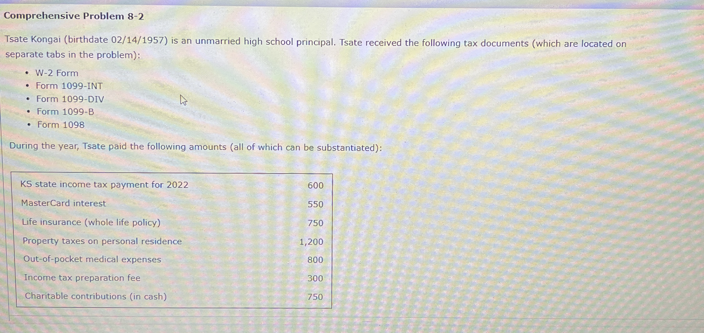 Comprehensive Problem 8 - 2 Tsate Kongai (