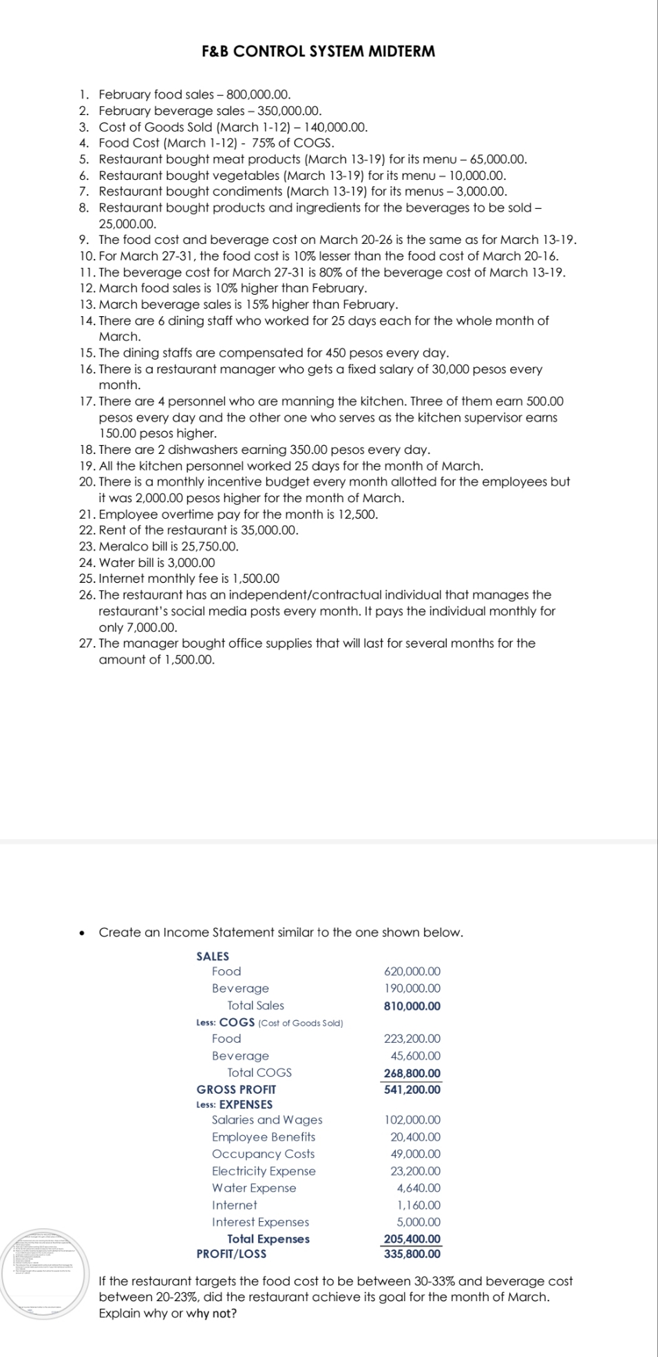 please answer with explanation.. thanks F&B