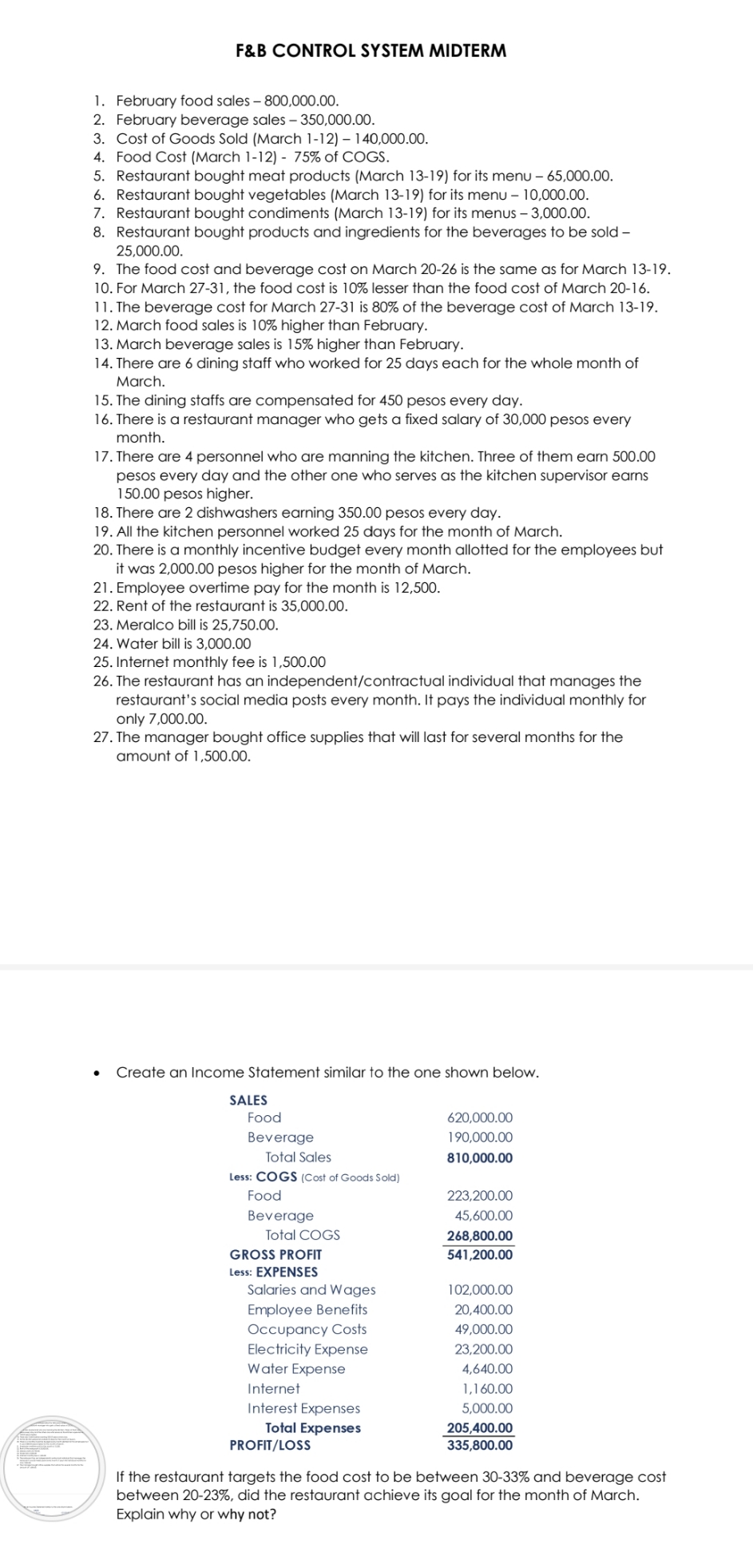 please answer with explanation.. thanks F&B