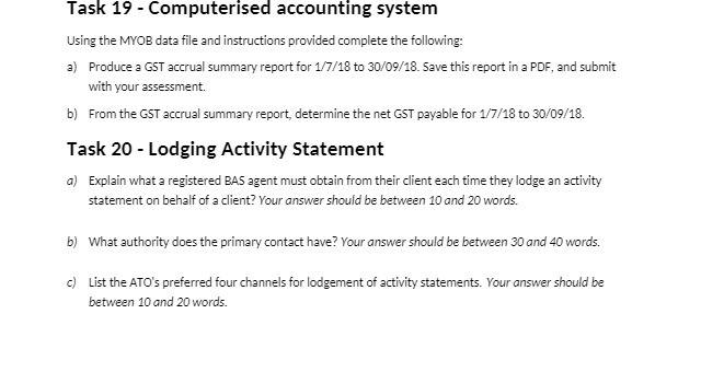 Task 19 - Computerised accounting system Using