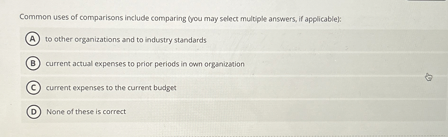 Common uses of comparisons include comparing (