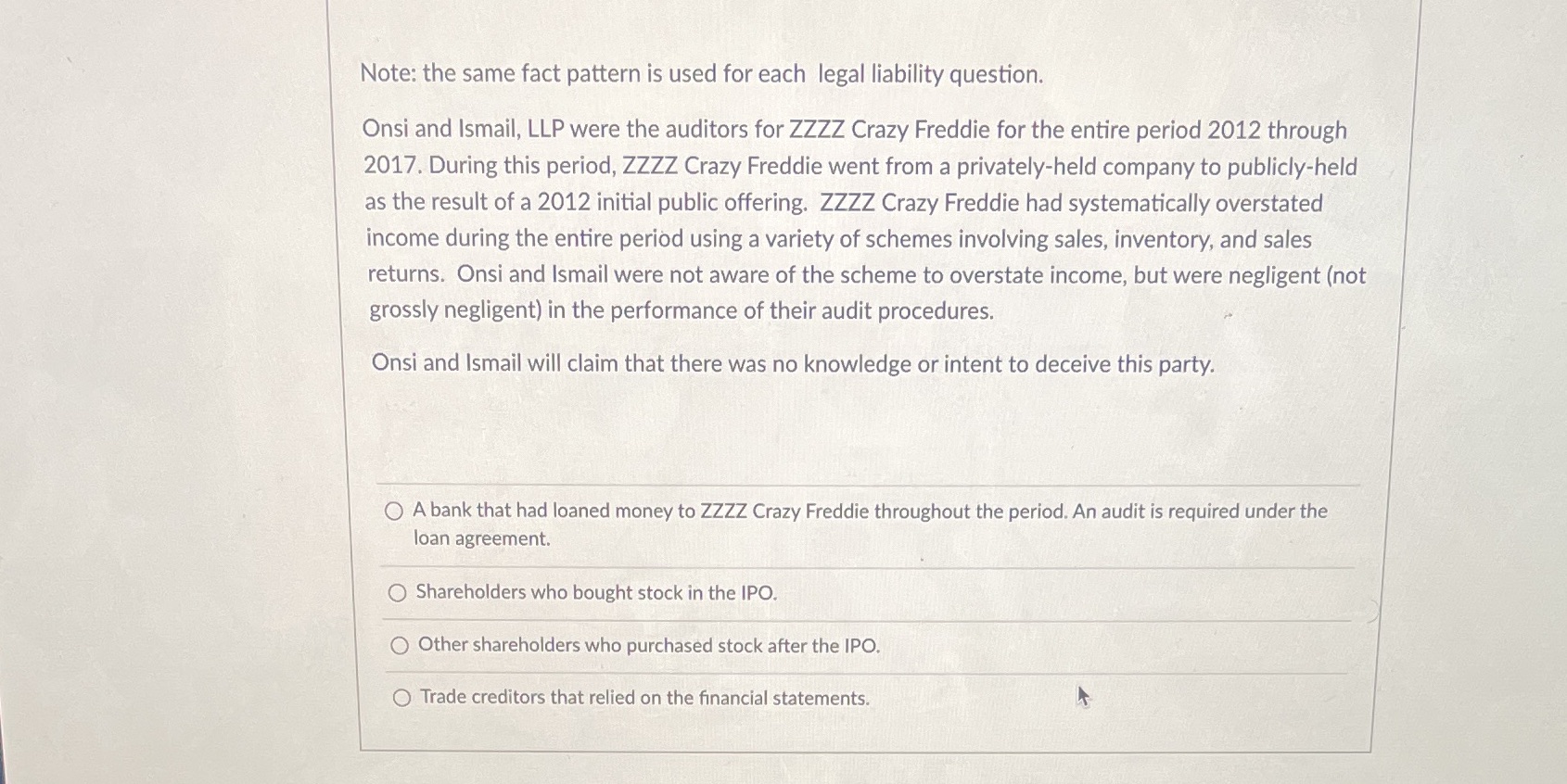 Auditing Note: the same fact pattern is used for