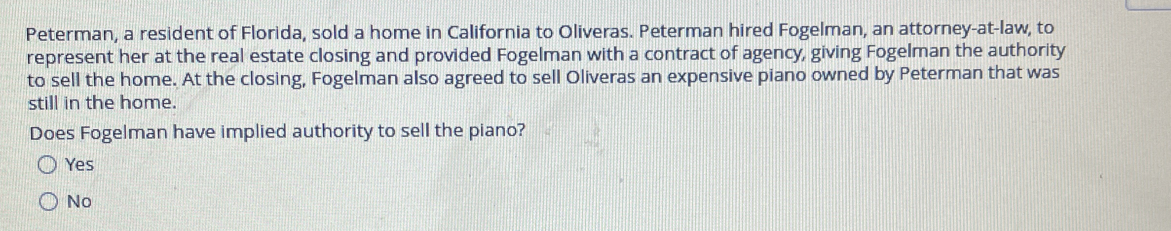 Peterman, a resident of Florida, sold a home in