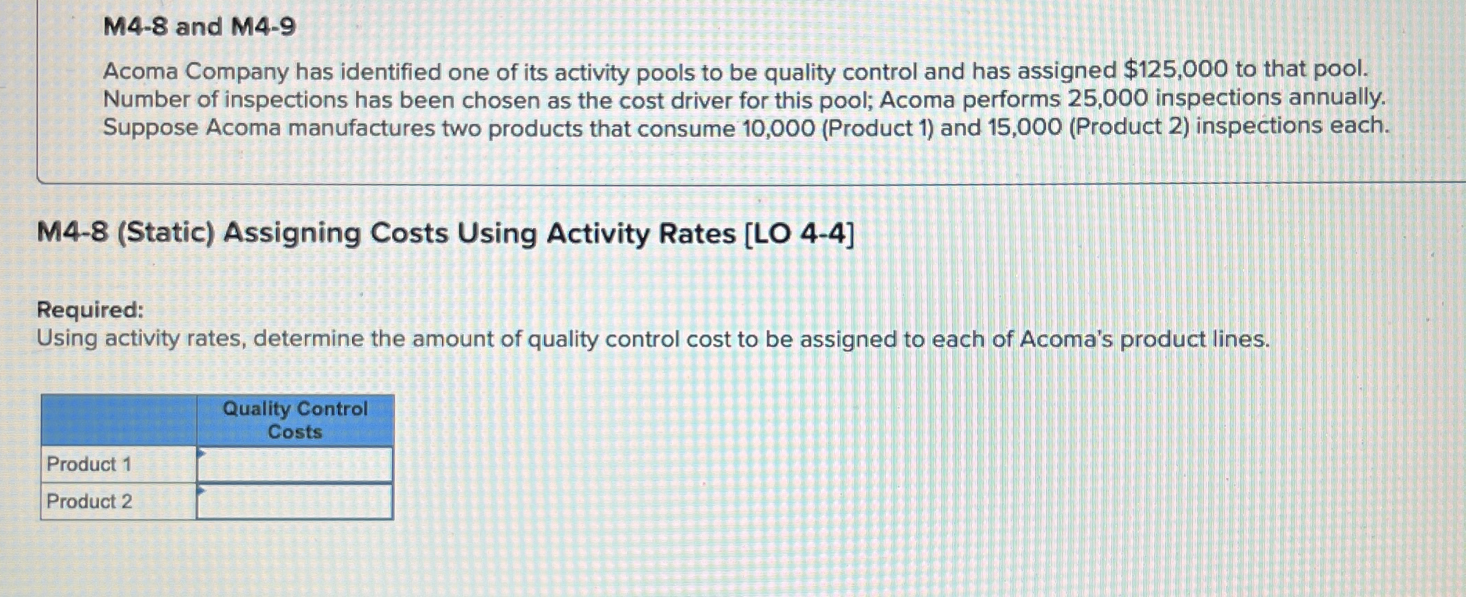M 4 - 8 and M 4 - 9 Acoma Company has identified