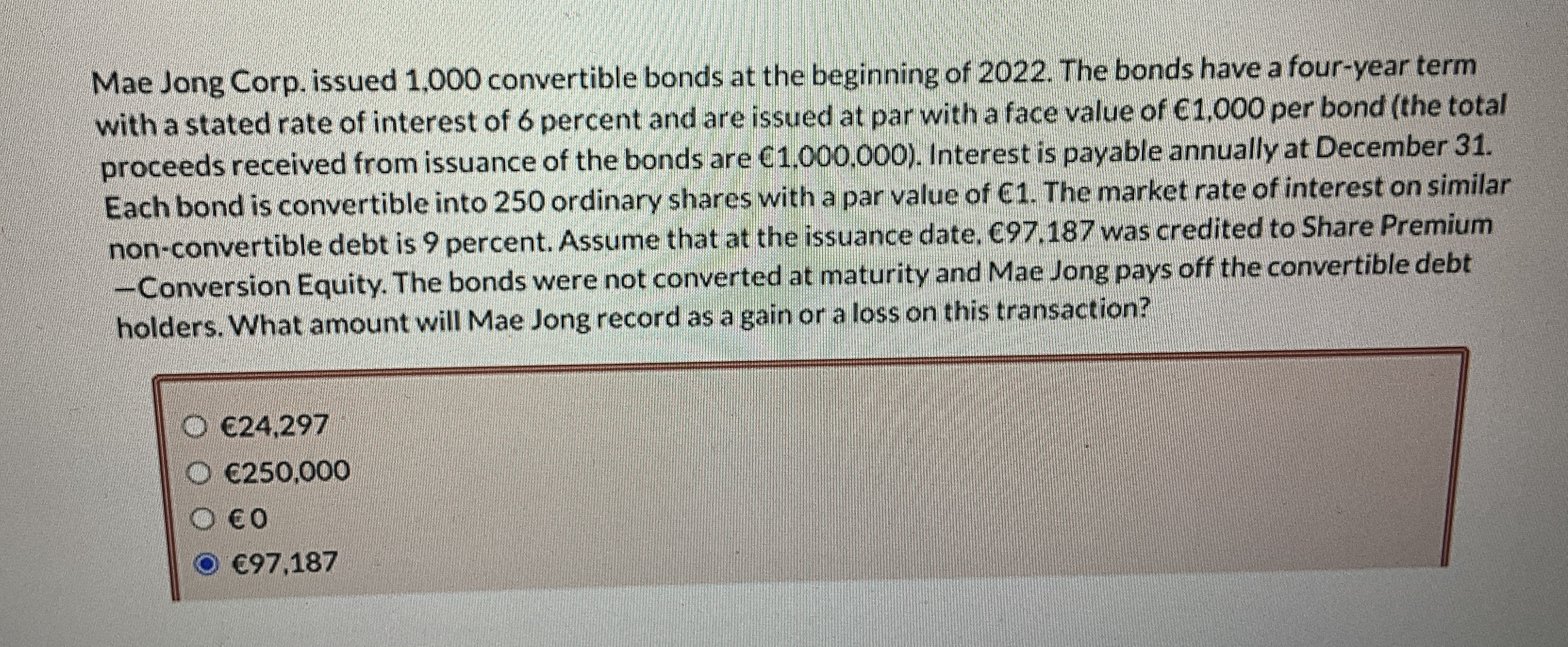 Mae Jong Corp. issued 1 , 0 0 0 convertible bonds