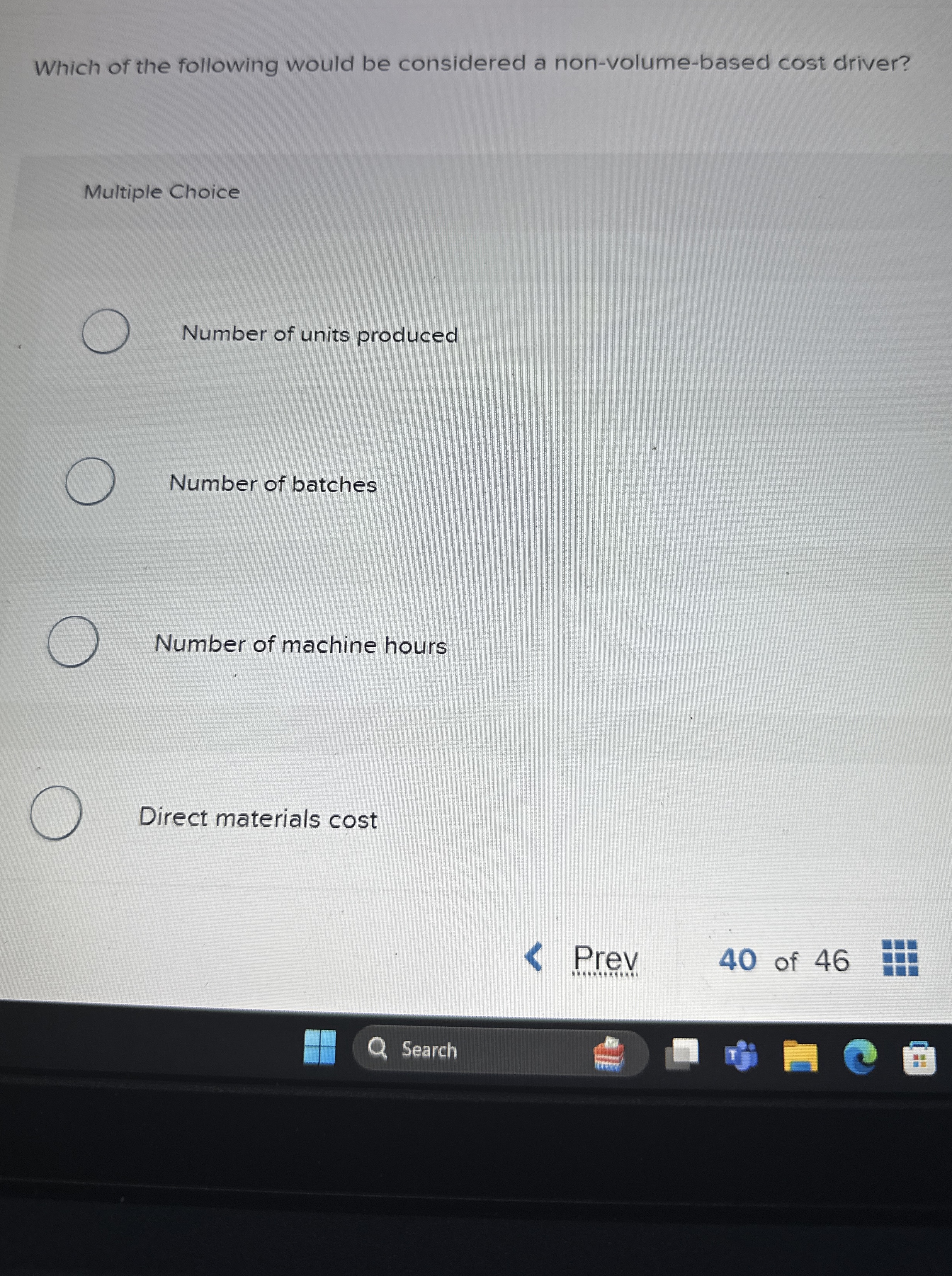 Which of the following would be considered a non