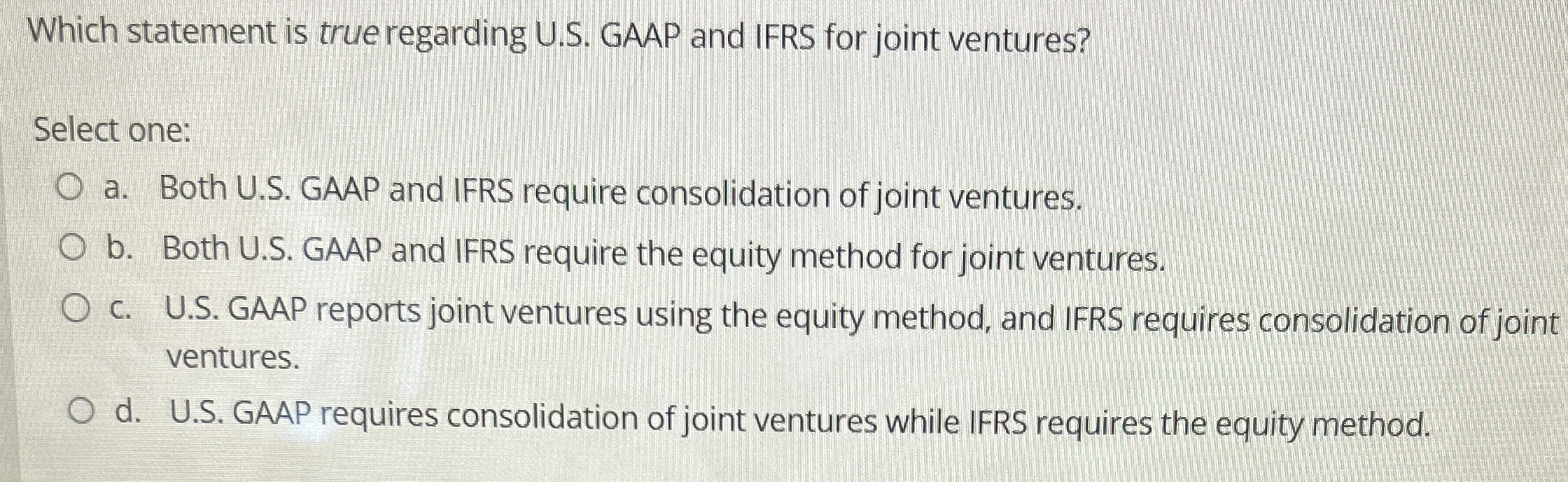 Which statement is true regarding U . S . GAAP