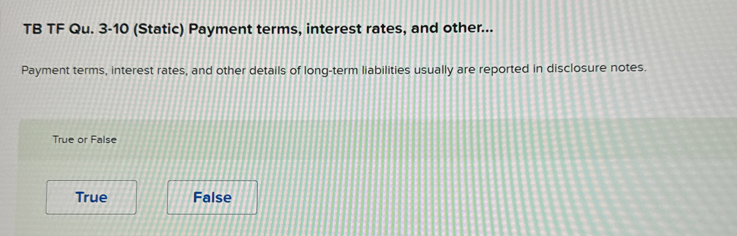 TB TF Qu . 3 - 1 0 ( Static ) Payment terms,