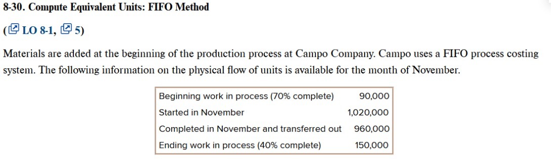8-30. Compute Equivalent Units: FIFO Method (2 LO
