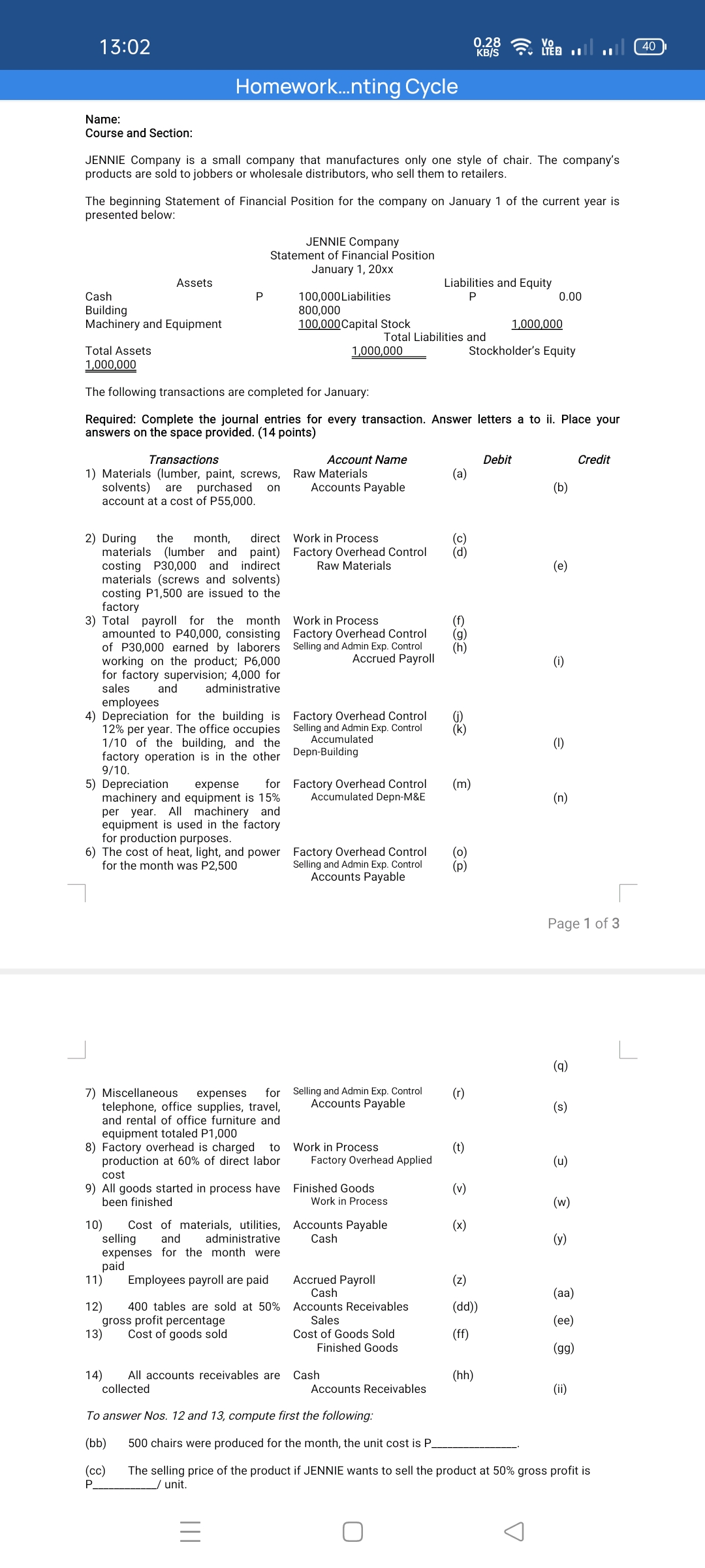 Name: Course and Section: 0.28 '2 Va KBIS 7.,