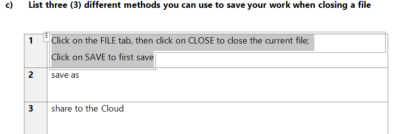 c} List three (3} different methods you can use