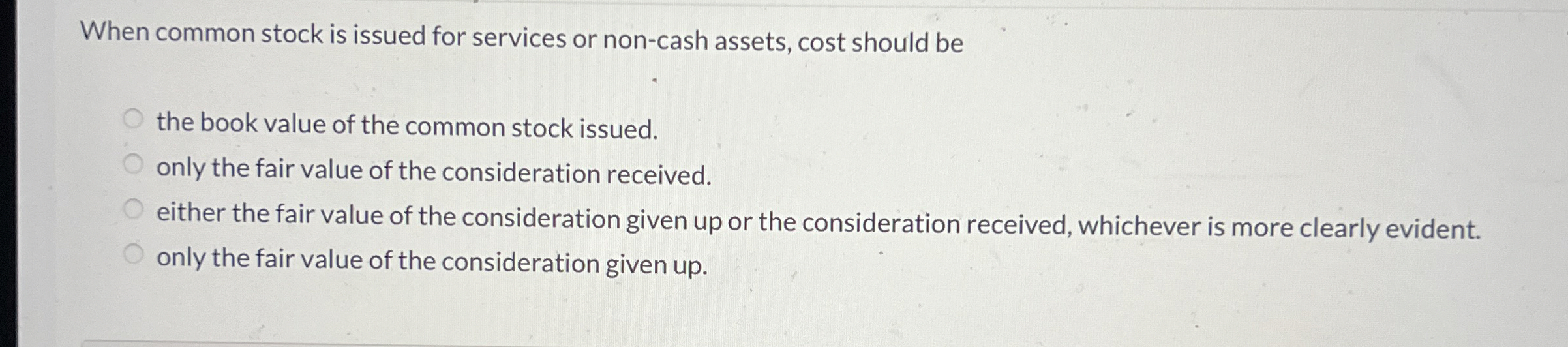 When common stock is issued for services or non -