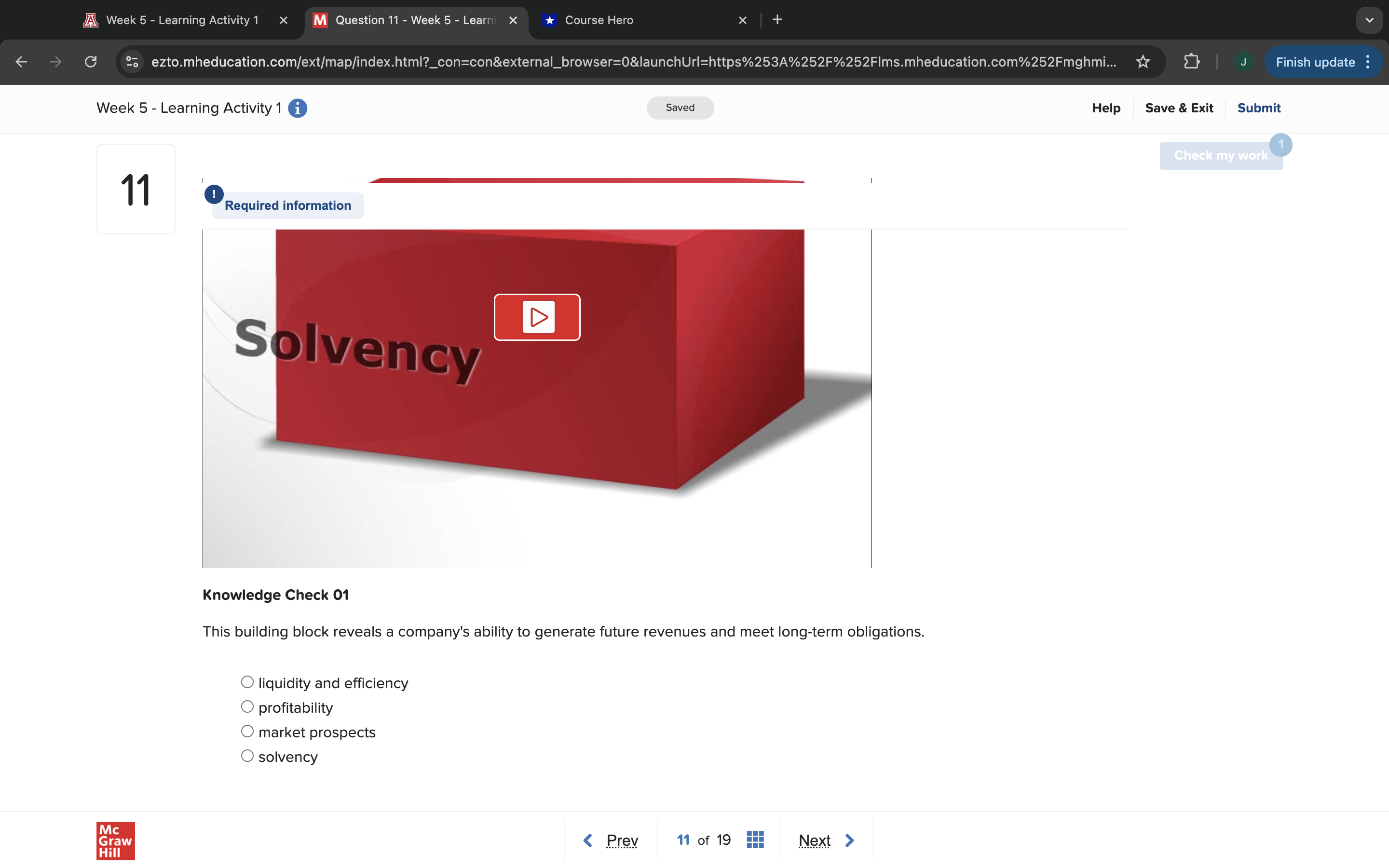 A Week 5 - Learning Activity 1 X M Question 11 -