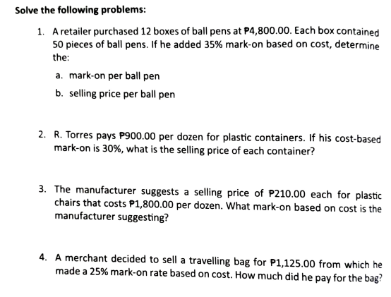 ANSWER ALL AND PLEASE SHOW SOLUTION IN AN