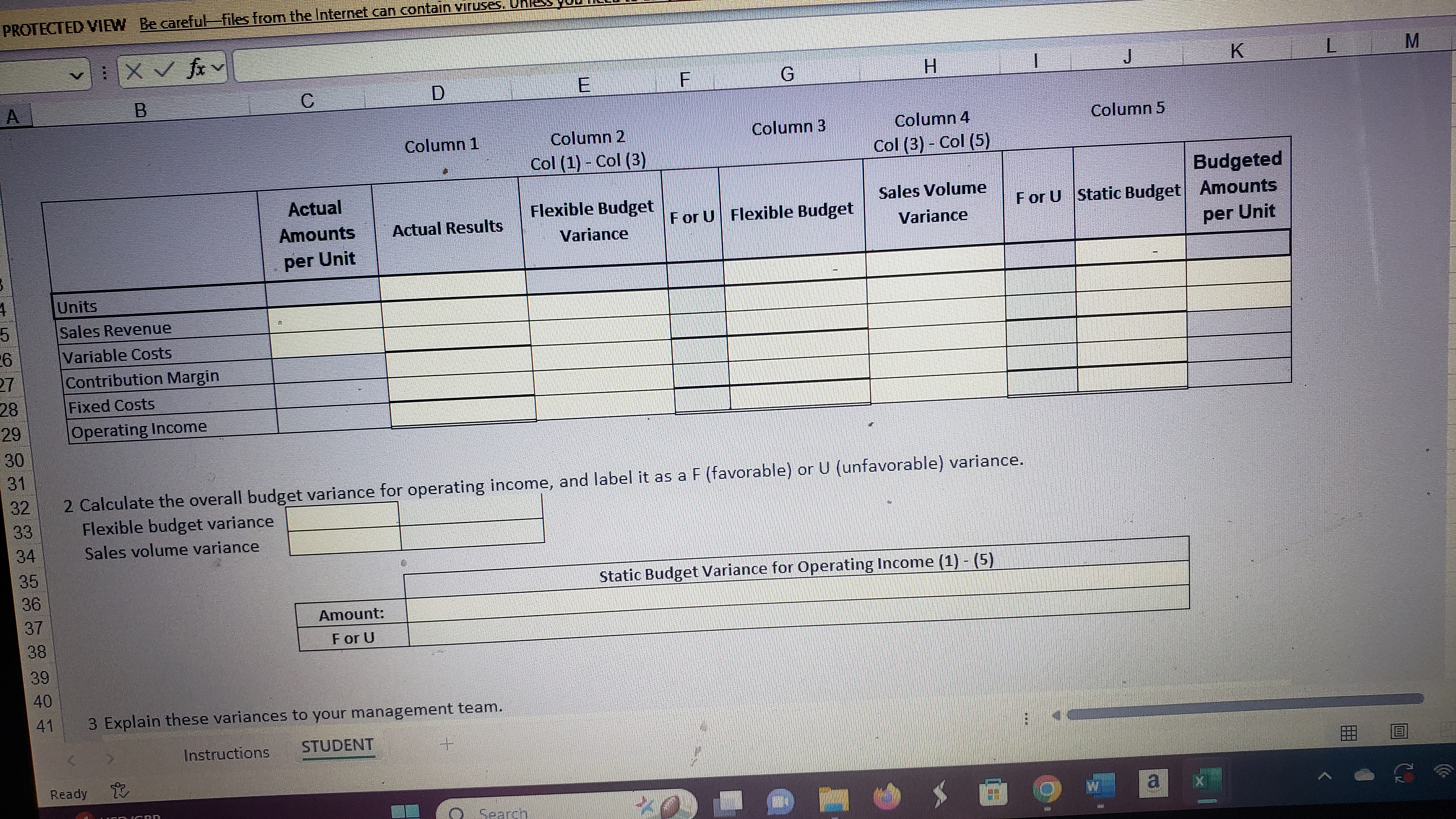 B C D E F G H K 6 Static Budget Units 2,000 9