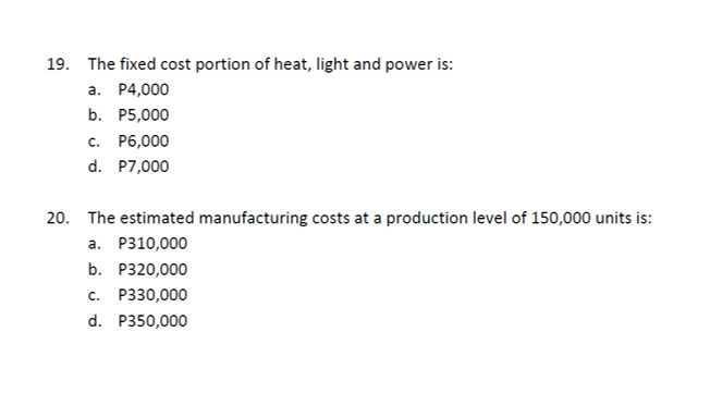 Based on the following production data for two