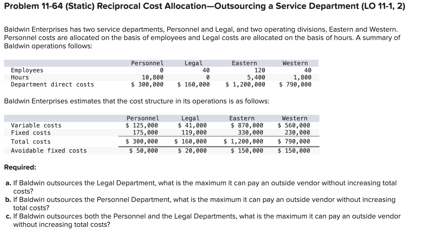 Problem 1 1 - 6 4 ( Static ) Reciprocal Cost