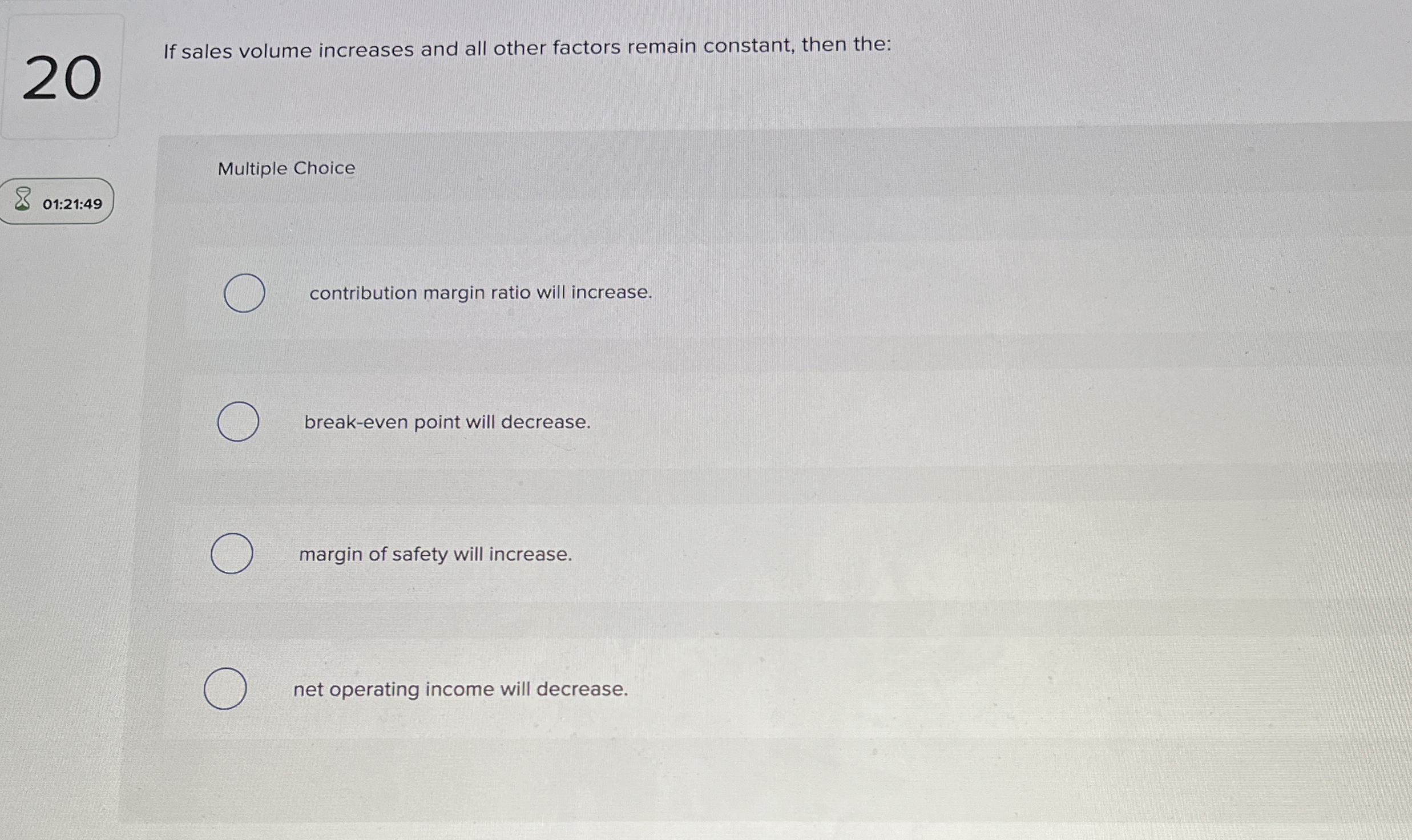 2 0 If sales volume increases and all other