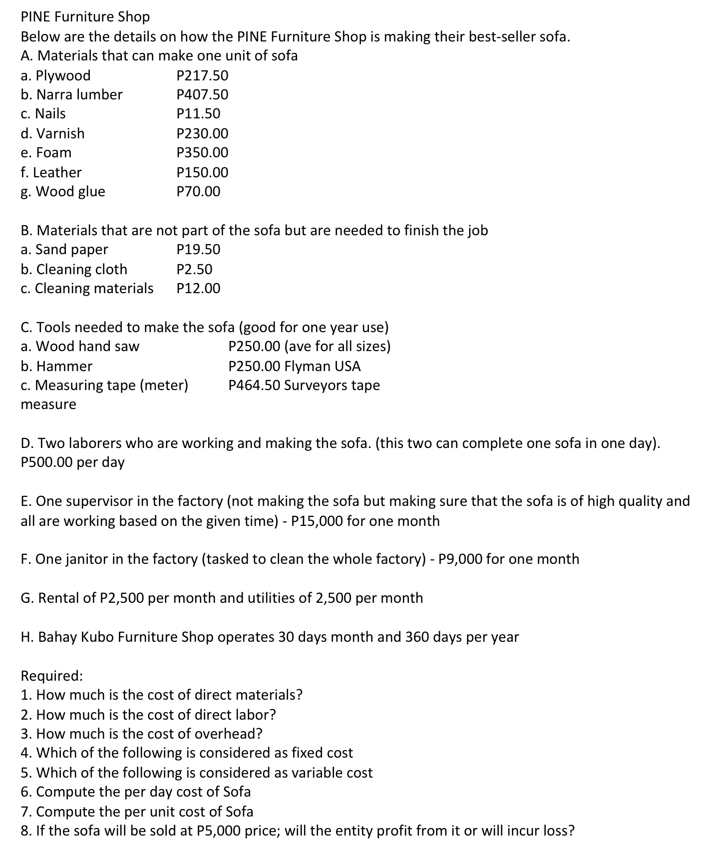 PINE Furniture Shop Below are the details on how