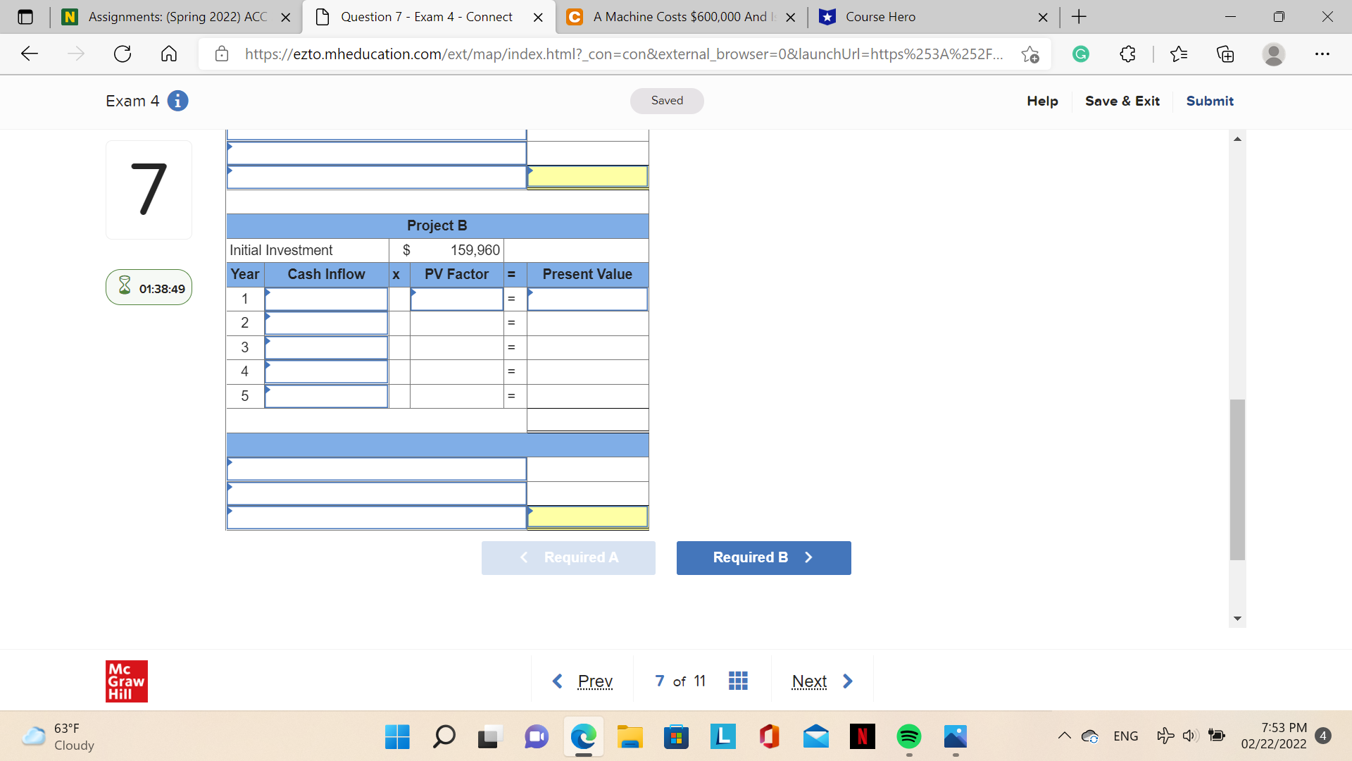 N Assignments: (Spring 2022) ACC X Question 7 -