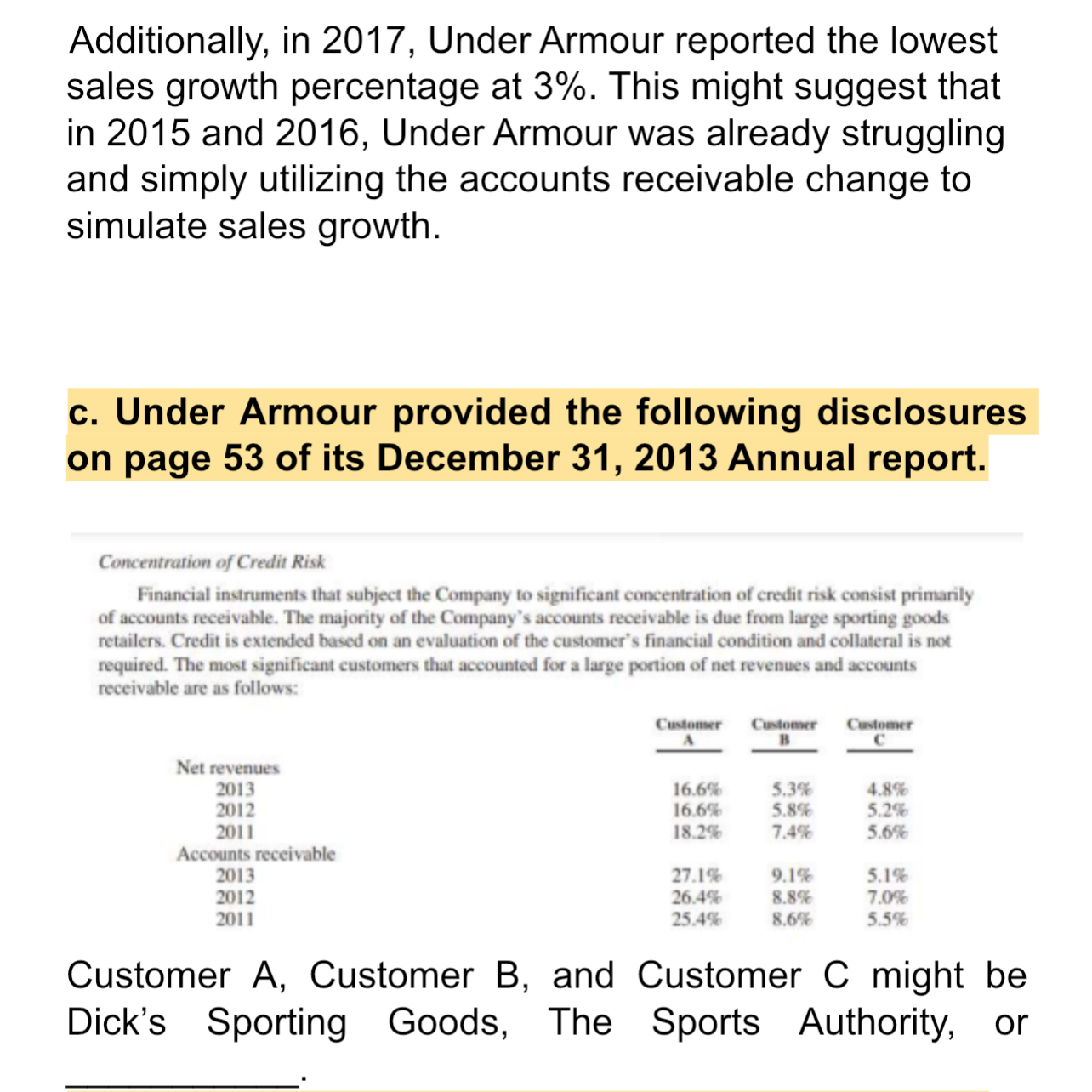 Additionally, in 2 0 1 7 , Under Armour reported