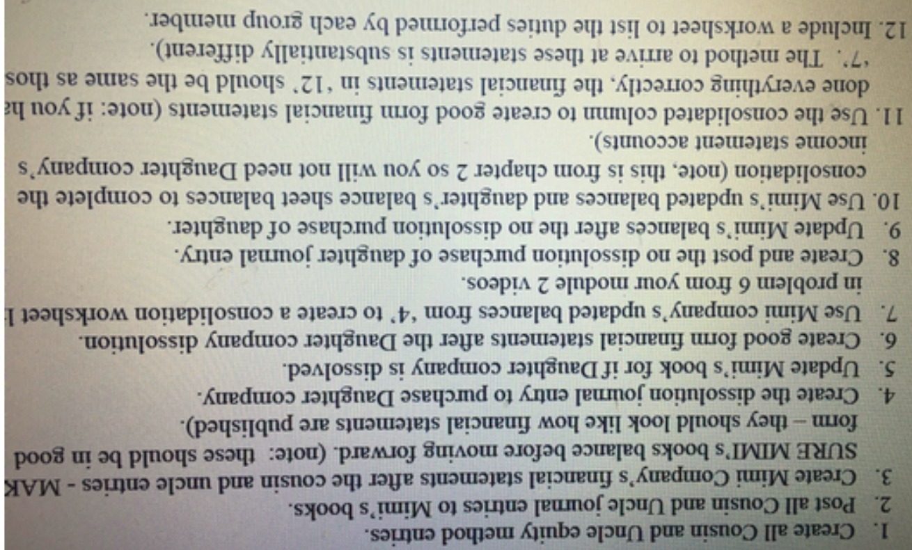 1. Create all Cousin and Uncle equity method