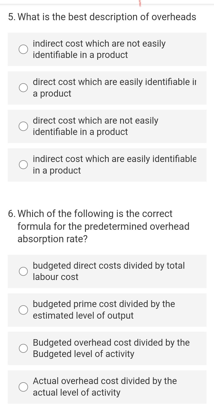 'I.The process of charging overheads to cost