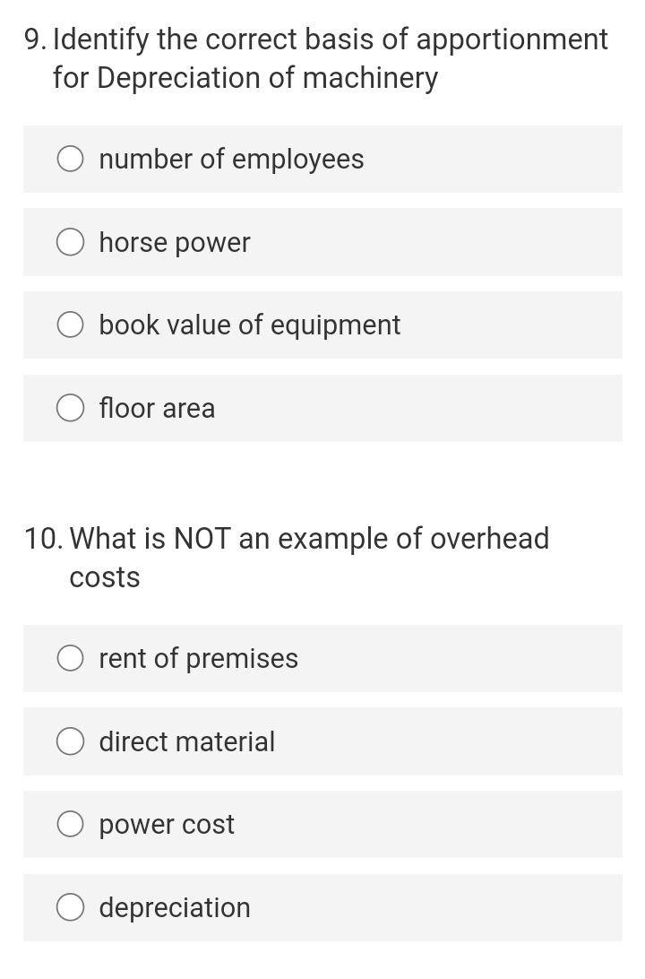 'I.The process of charging overheads to cost