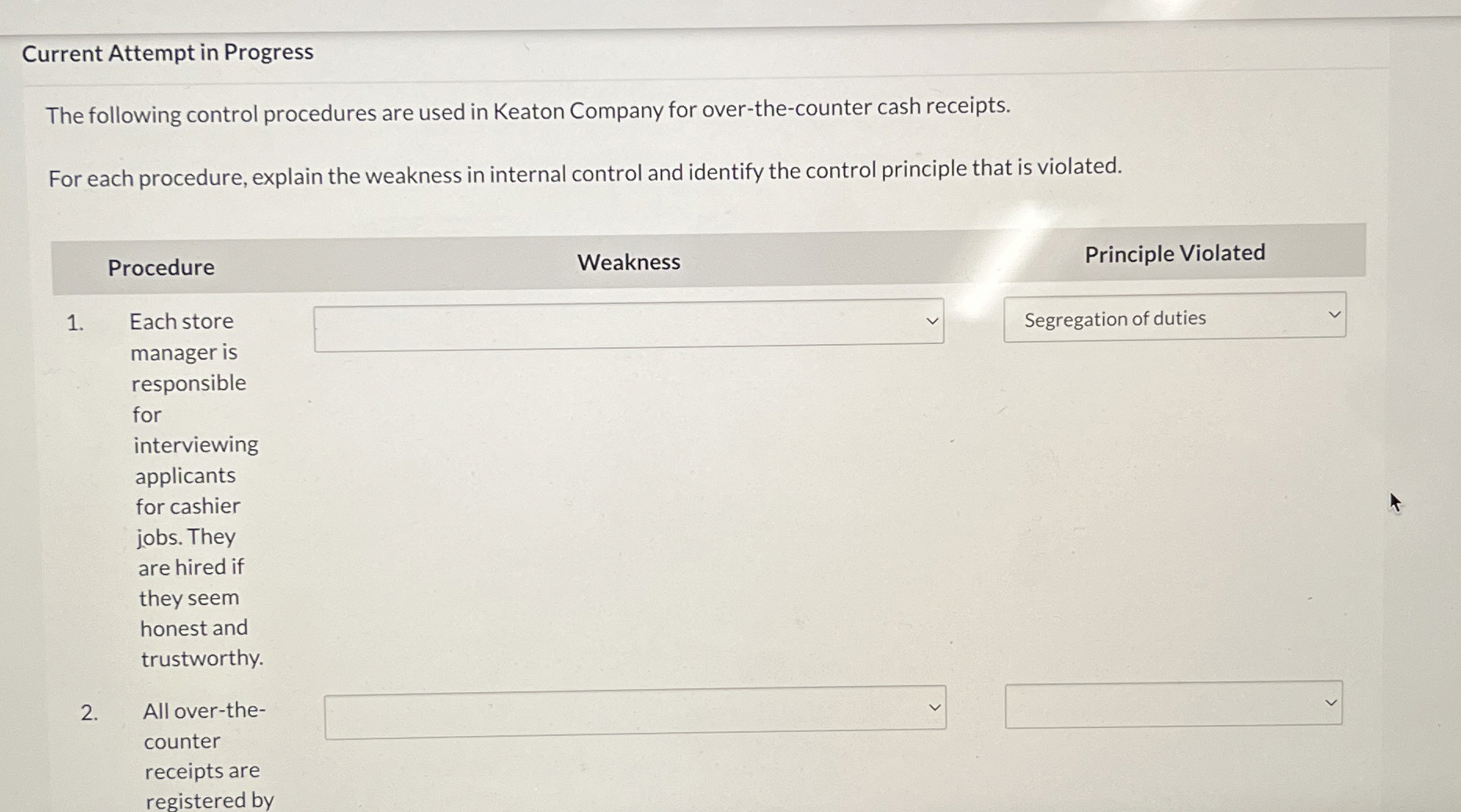 Current Attempt in Progress The following control