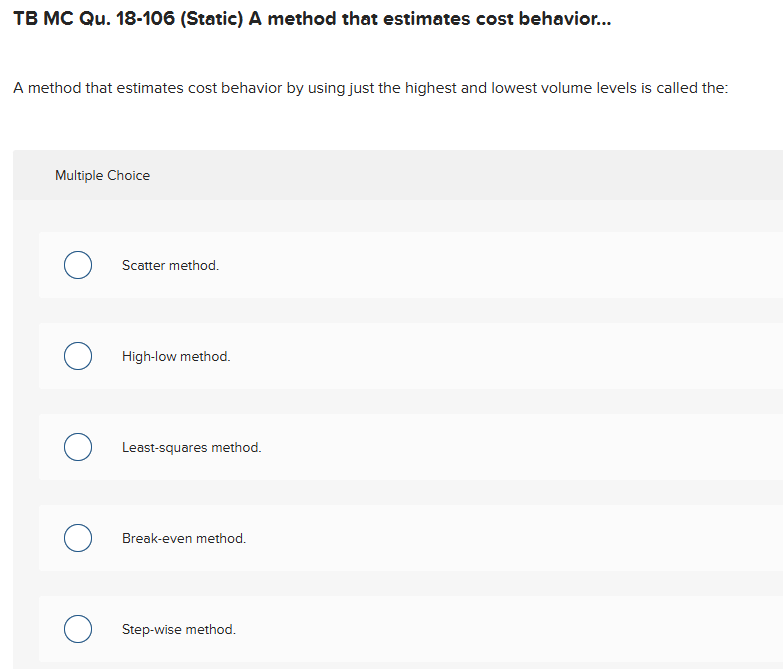 TB MC Qu. 18-106 (Static) A method that estimates