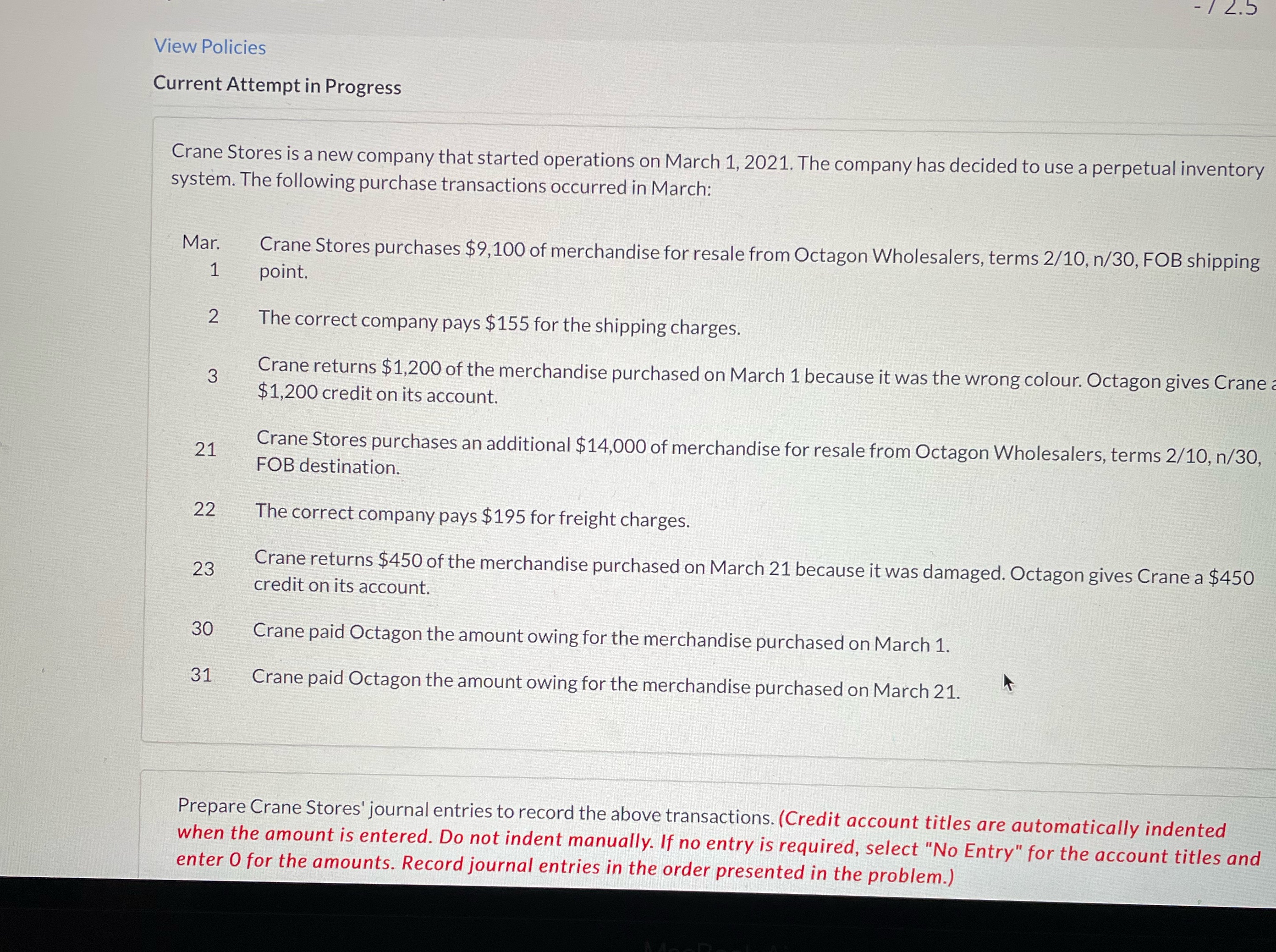 Need help asap View Policies Current Attempt in