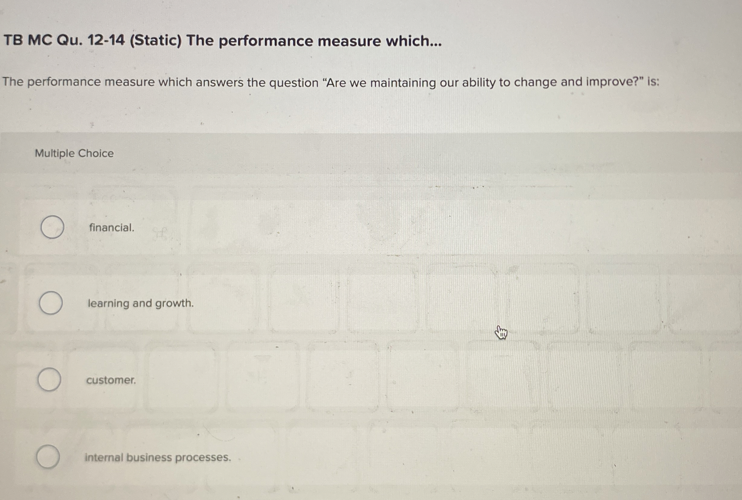 TB MC Qu . 1 2 - 1 4 ( Static ) The performance