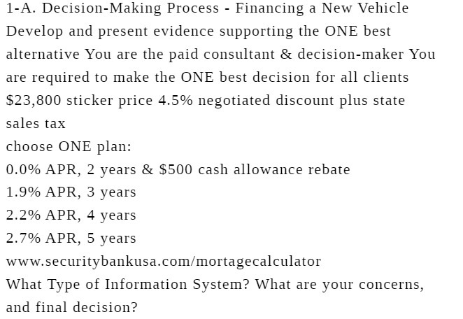 1-A. Decision-Making Process - Financing a New