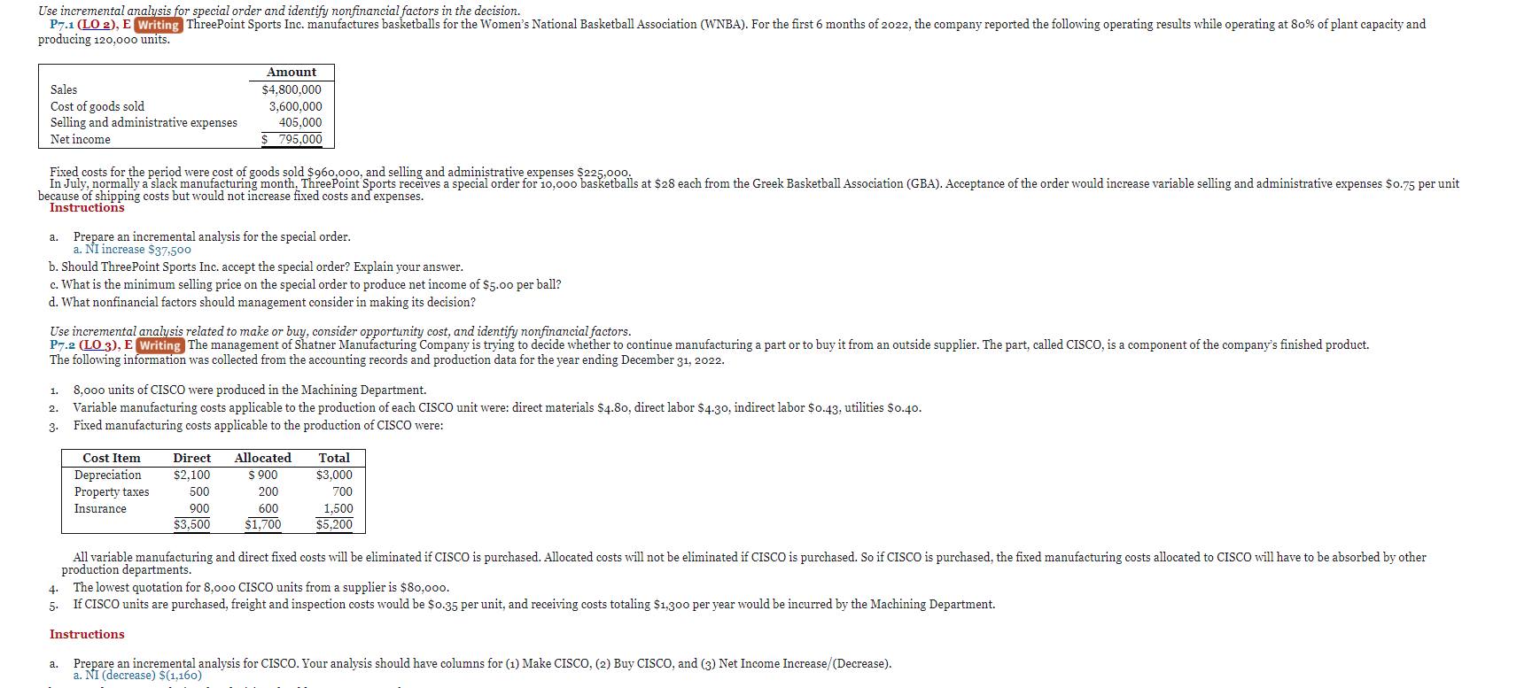 Question 24 P7-1. What is the variable COGS
