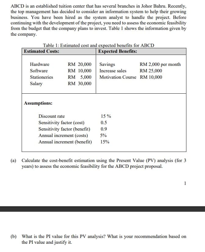 question b ABCD is an established tuition center