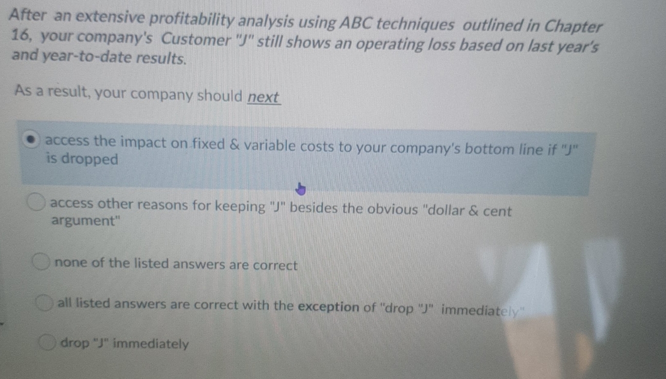 ABC tenchniques After an extensive profitability