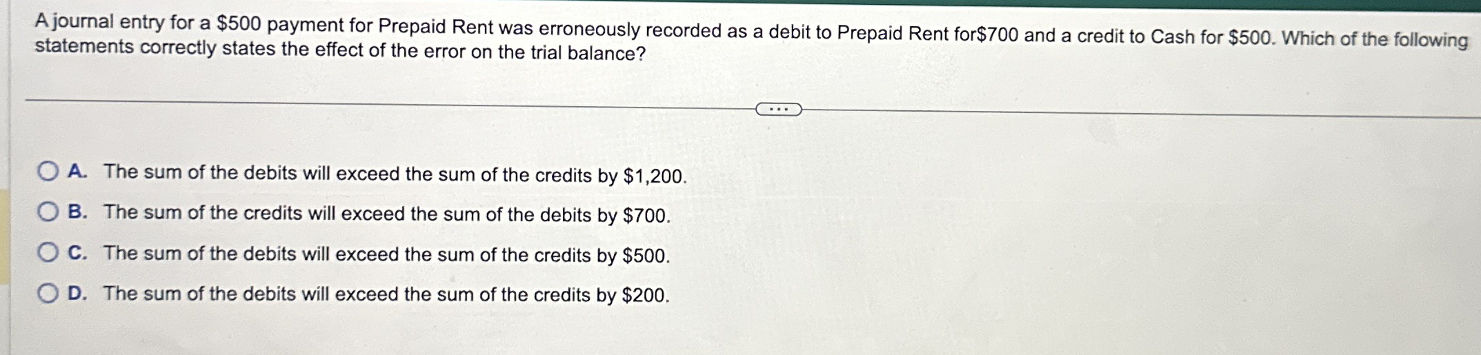 A journal entry for a $ 5 0 0 payment for Prepaid