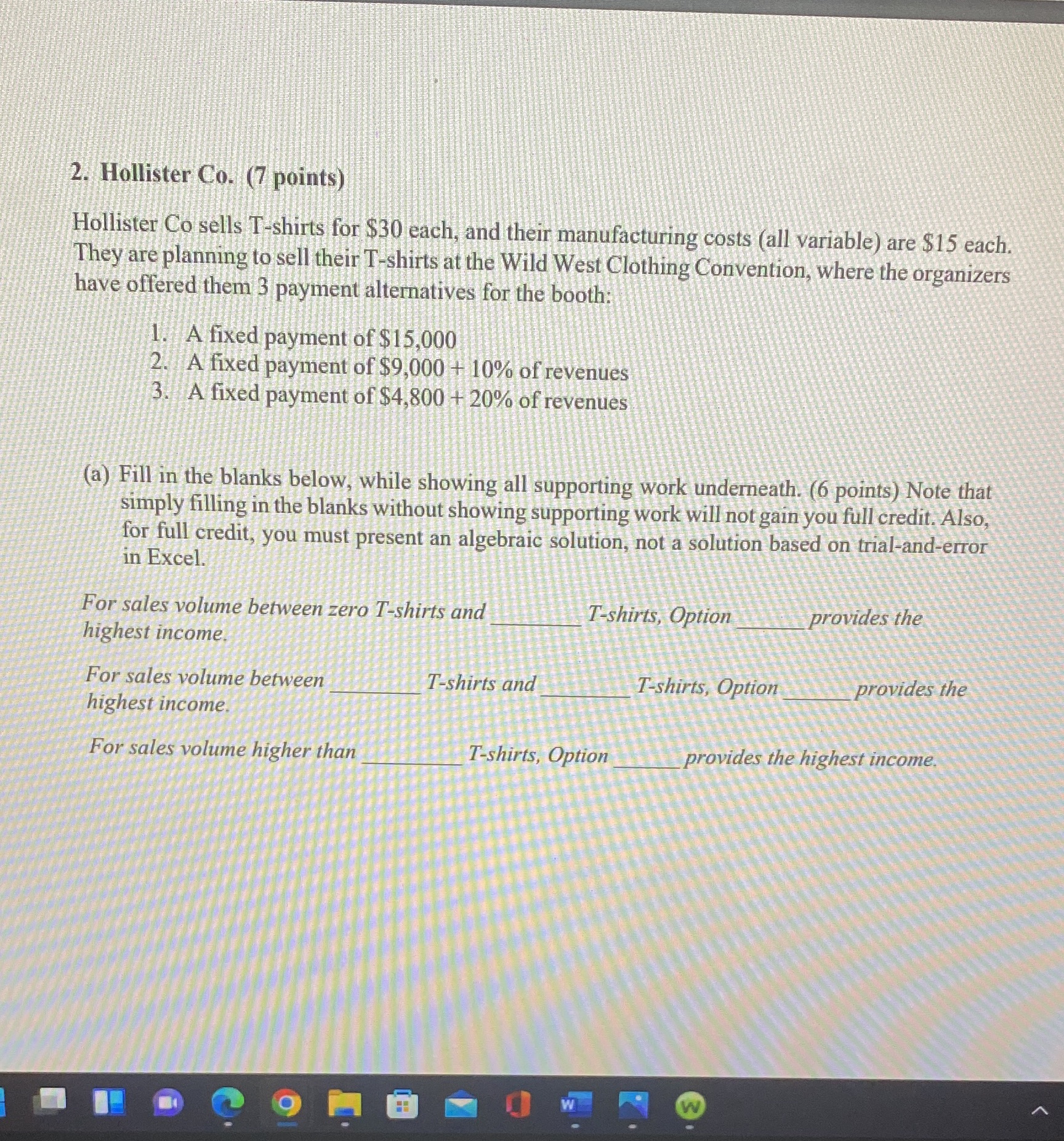 2. Hollister Co. (7 points) Hollister Co sells